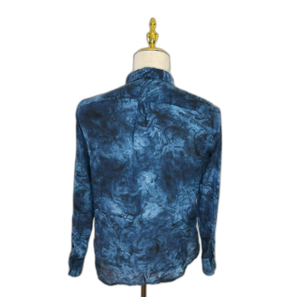 Ralph Lauren Button Up Lightweight Shirt Blouse Tie Dye Watercolor With Pockets - Picture 4 of 10